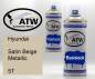 Preview: Hyundai, Satin Beige Metallic, 5T: 400ml Sprühdose + 400ml Klarlack - Set, von ATW Autoteile West.